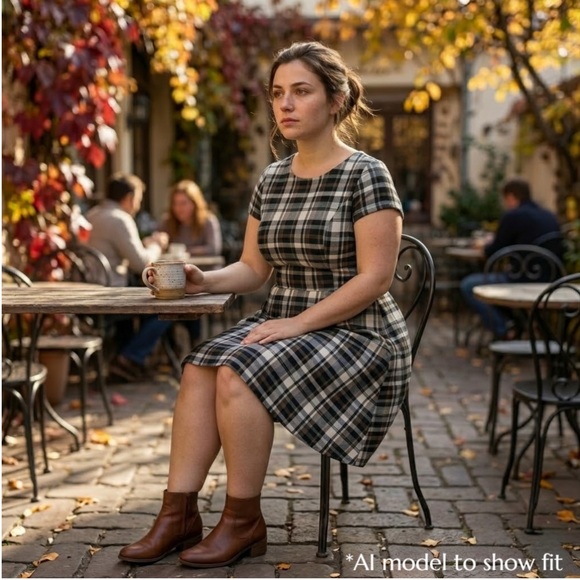 Jessica Dresses & Skirts - Jessica XL Vintage Black, White and Green Plaid Mini Dress 🇨🇦 Made in Canada!